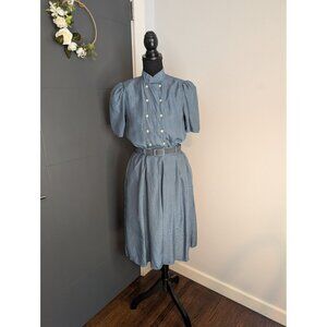 Vintage Richard Warren Neiman Marcus ILGWU Tag Blue Gingham Top and Coulotte Set